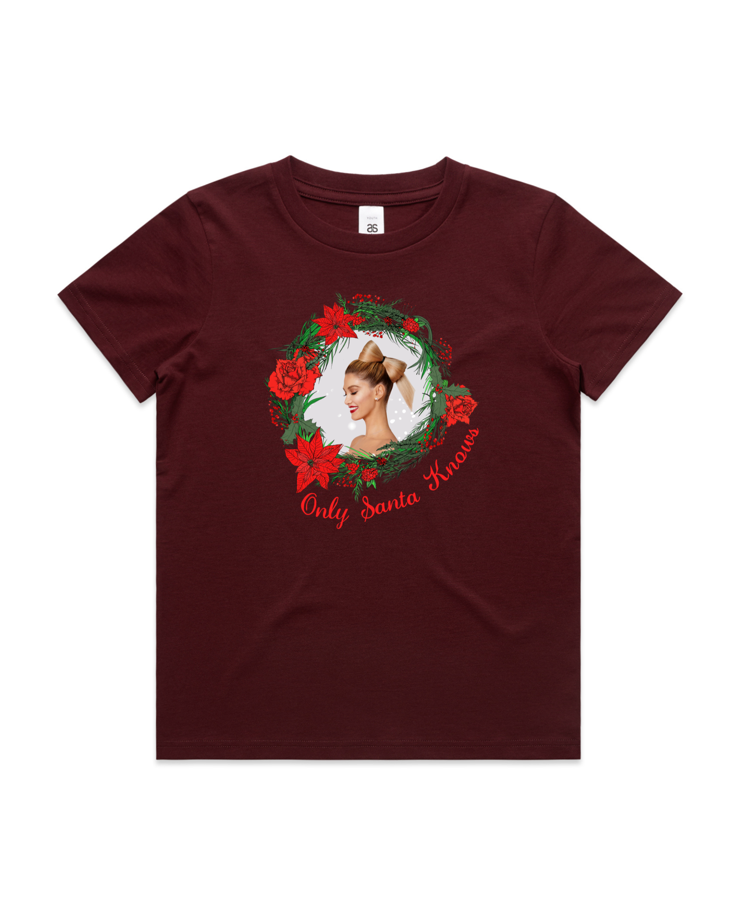 Only Santa Knows | Wreath | Delta Goodrem | Kids T Shirt (COLOURS)