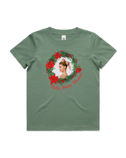 Only Santa Knows | Wreath | Delta Goodrem | Kids T Shirt (COLOURS)